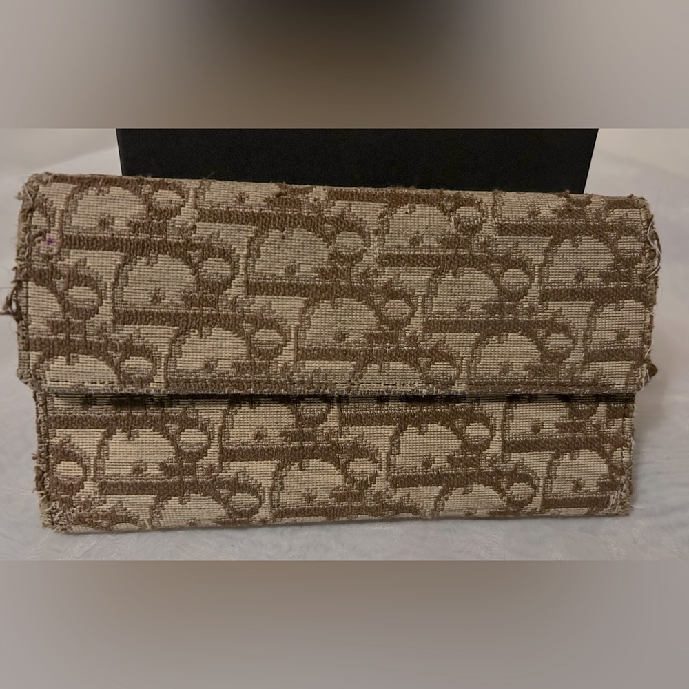 Christian Dior Vintage Trotter Brown Checkbook Wallet